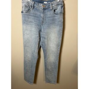 Old Navy Power Straight Jeans Light Wash Denim High Rise Womens Size 12 Long